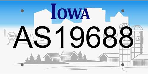 AS19688 Iowa License Plate