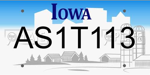 AS1T113 Iowa License Plate