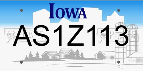 AS1Z113 Iowa License Plate