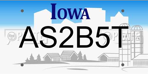 AS2B5T Iowa License Plate