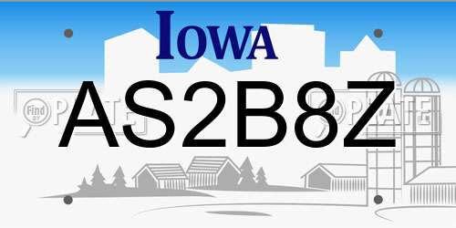 AS2B8Z Iowa License Plate