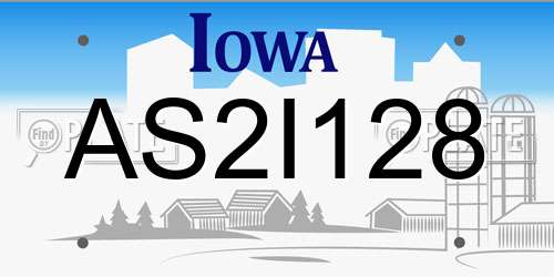 AS2I128 Iowa License Plate