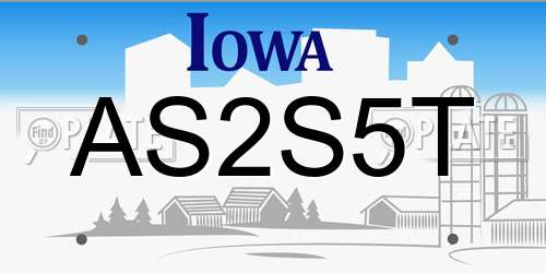 AS2S5T Iowa License Plate