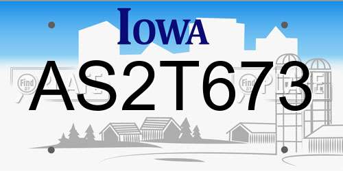 AS2T673 Iowa License Plate