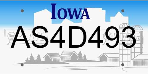 AS4D493 Iowa License Plate