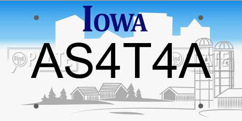 AS4T4A Iowa License Plate