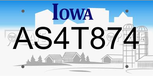 AS4T874 Iowa License Plate