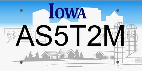 AS5T2M Iowa License Plate