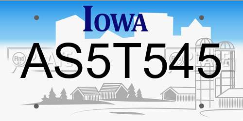 AS5T545 Iowa License Plate