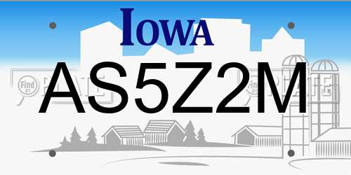 AS5Z2M Iowa License Plate