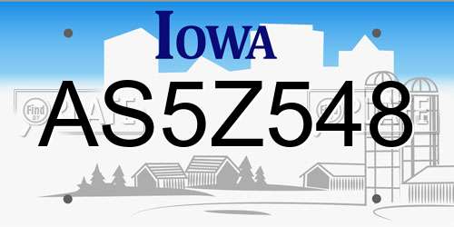 AS5Z548 Iowa License Plate