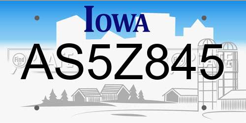 AS5Z845 Iowa License Plate