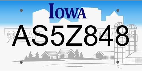 AS5Z848 Iowa License Plate