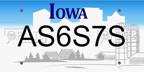 AS6S7S Iowa License Plate