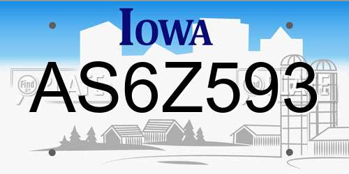 AS6Z593 Iowa License Plate