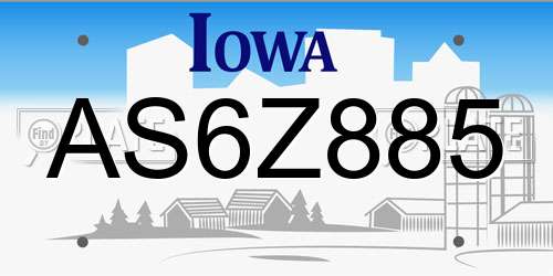 AS6Z885 Iowa License Plate
