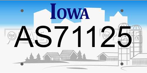 AS71125 Iowa License Plate