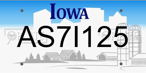 AS7I125 Iowa License Plate