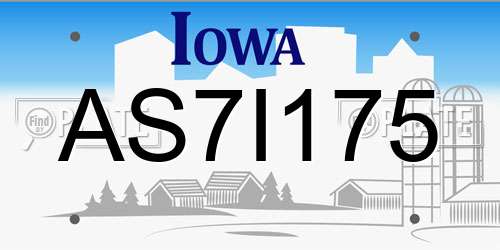 AS7I175 Iowa License Plate