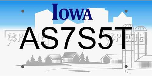 AS7S5T Iowa License Plate