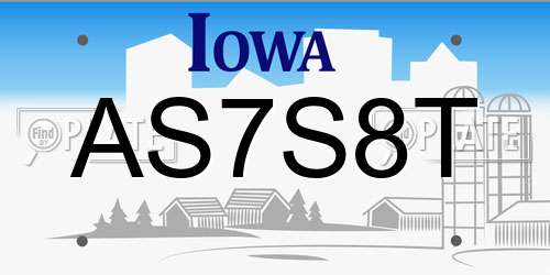 AS7S8T Iowa License Plate