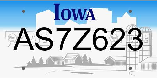 AS7Z623 Iowa License Plate