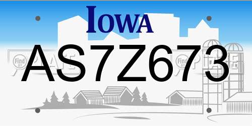 AS7Z673 Iowa License Plate