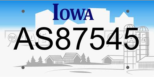 AS87545 Iowa License Plate