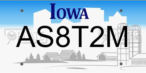 AS8T2M Iowa License Plate