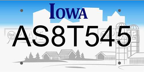 AS8T545 Iowa License Plate