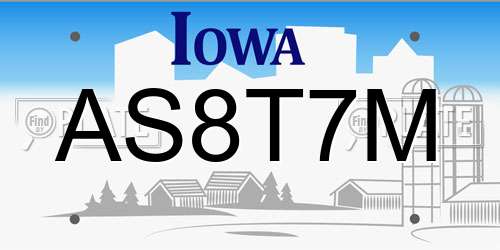 AS8T7M Iowa License Plate