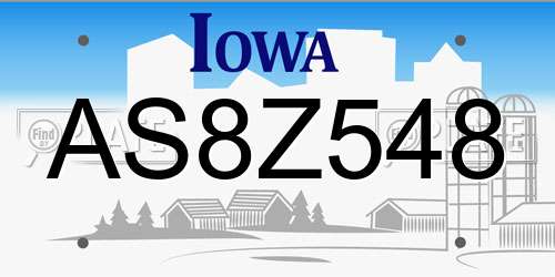 AS8Z548 Iowa License Plate