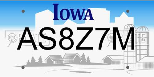 AS8Z7M Iowa License Plate