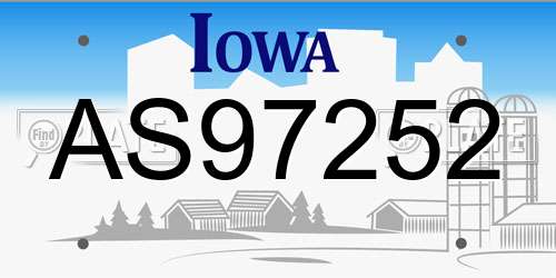 AS97252 Iowa License Plate