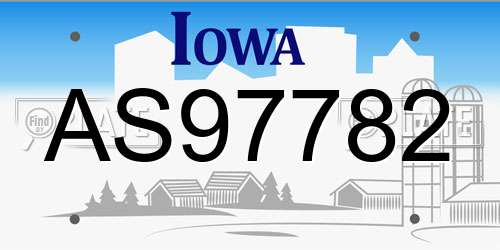 AS97782 Iowa License Plate