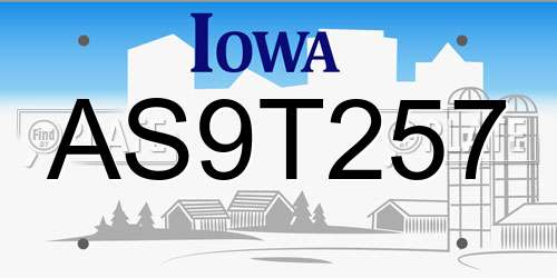 AS9T257 Iowa License Plate