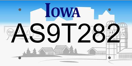 AS9T282 Iowa License Plate