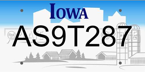 AS9T287 Iowa License Plate