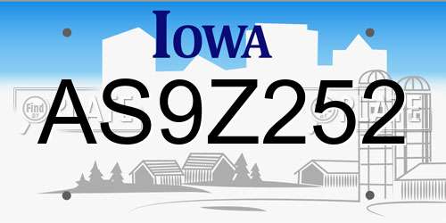 AS9Z252 Iowa License Plate