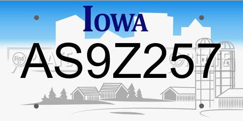 AS9Z257 Iowa License Plate