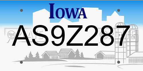 AS9Z287 Iowa License Plate