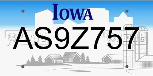 AS9Z757 Iowa License Plate