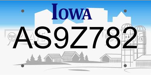 AS9Z782 Iowa License Plate