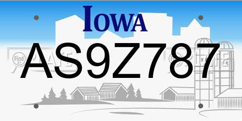 AS9Z787 Iowa License Plate