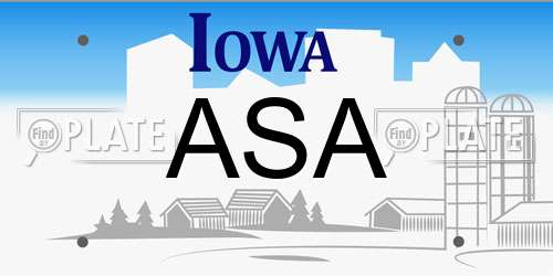 ASA Iowa License Plate