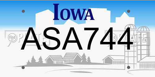 ASA744 Iowa License Plate