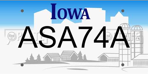 ASA74A Iowa License Plate