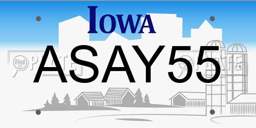 ASAY55 Iowa License Plate