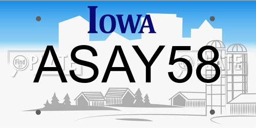 ASAY58 Iowa License Plate