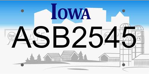 ASB2545 Iowa License Plate
